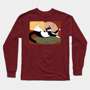 Cute Tuxedo cat want a belly rub  Copyright TeAnne Long Sleeve T-Shirt